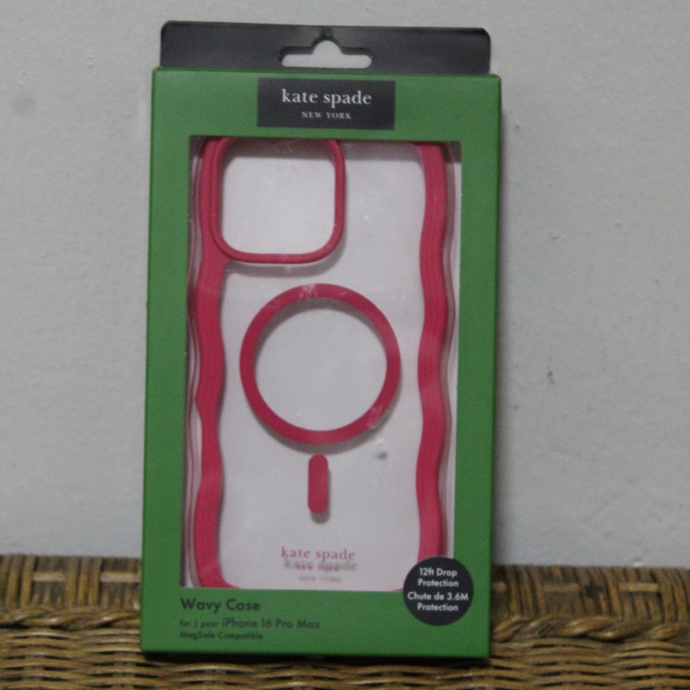 Kate Spade. New York Pink Wavy  Protective Case  iPhone 16 Max Pro.